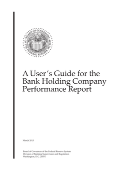 A User's Guide for the Bank Holding Company Performance Report
