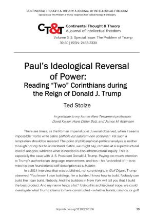 Paul's Ideological Reversal of Power
