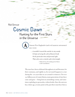 Cosmic Dawn Hunting for the First Stars in the Universe