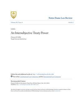 An Intersubjective Treaty Power Duncan B