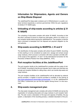 Disposal and Recycling Companies, Described Among Annex 2 of the Ship-Waste Management Plan