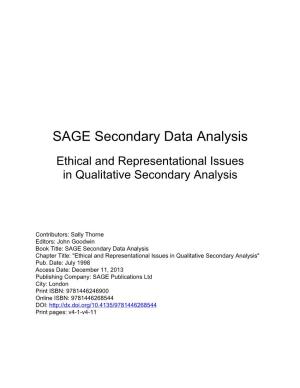 SAGE Secondary Data Analysis