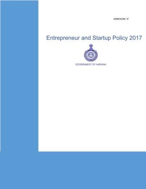 Entrepreneur and Startup Policy 2017
