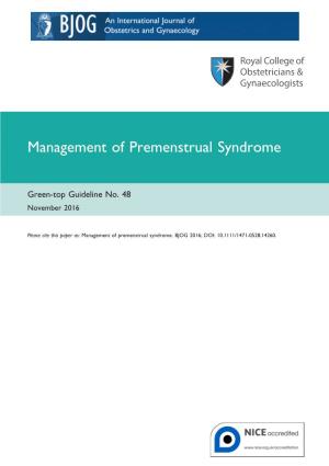 Management of Premenstrual Syndrome