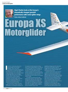 Nigel Charles Looks at the Europa's Dramatically Changed, Graceful Performance with Motor-Glider Wings