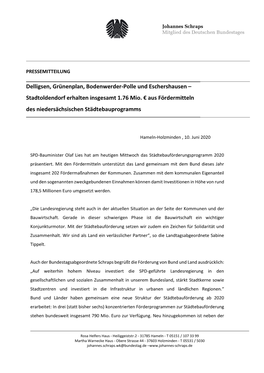 Delligsen, Grünenplan, Bodenwerder-Polle Und Eschershausen – Stadtoldendorf Erhalten Insgesamt 1.76 Mio