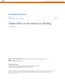 Outline of the Law of Common Law Pleading A