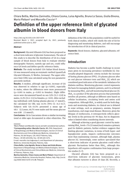 Definition of the Upper Reference Limit of Glycated Albumin in Blood Donors
