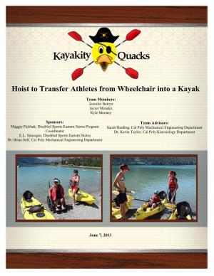 Hoist to Transfer Athletes from Wheelchair Into a Kayak