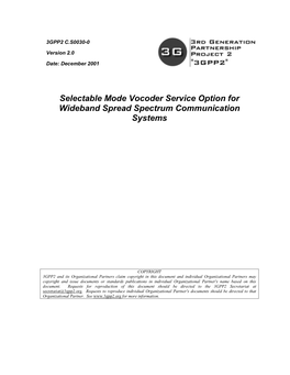 Selectable Mode Vocoder Service Option for Wideband Spread Spectrum Communication Systems