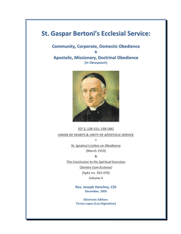 St. Gaspar Bertoni's Ecclesial Service