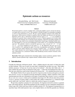 Epistemic Actions As Resources