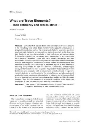 What Are Trace Elements? —Their Deﬁciency and Excess States—