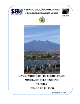 Inventario Físico De Los Recursos Minerales Del Municipio Tequila Estado De Jalisco