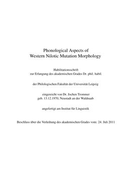 Phonological Aspects of Western Nilotic Mutation Morphology