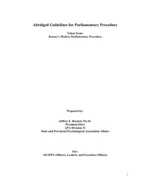 Abridged Guidelines for Parliamentary Procedure