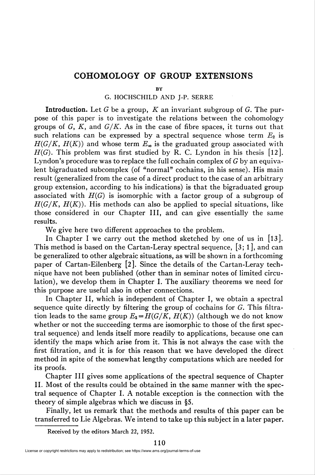 Cohomology of Group Extensions