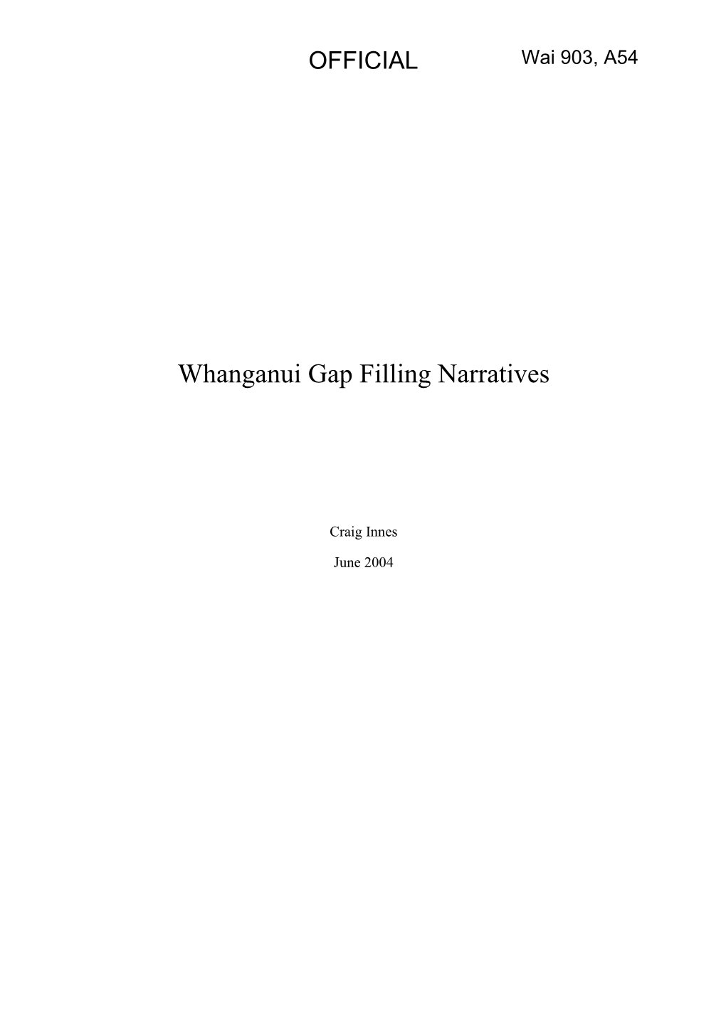 Whanganui Gap Filling Narratives