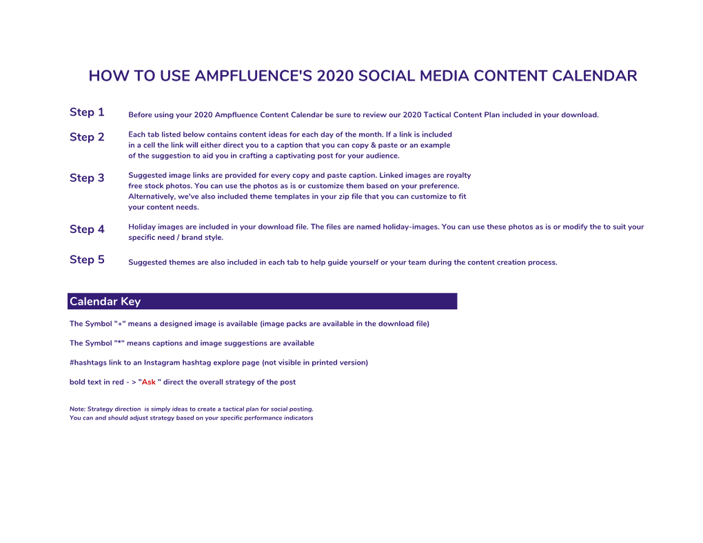 2020 Content Calendar Monthly