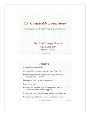 5.3 Chemical Nomenclature