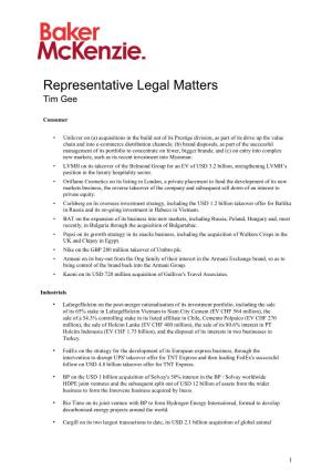 Representative Legal Matters Tim Gee