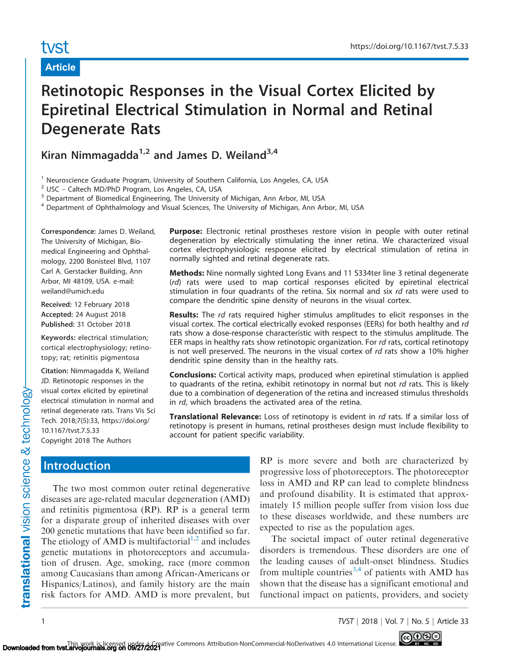 Retinotopic Responses in the Visual Cortex Elicited by Epiretinal Electrical Stimulation in Normal and Retinal Degenerate Rats