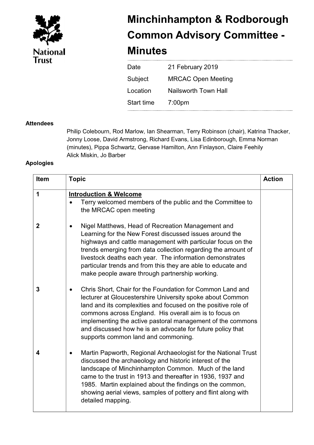 Minchinhampton & Rodborough Common Advisory Committee