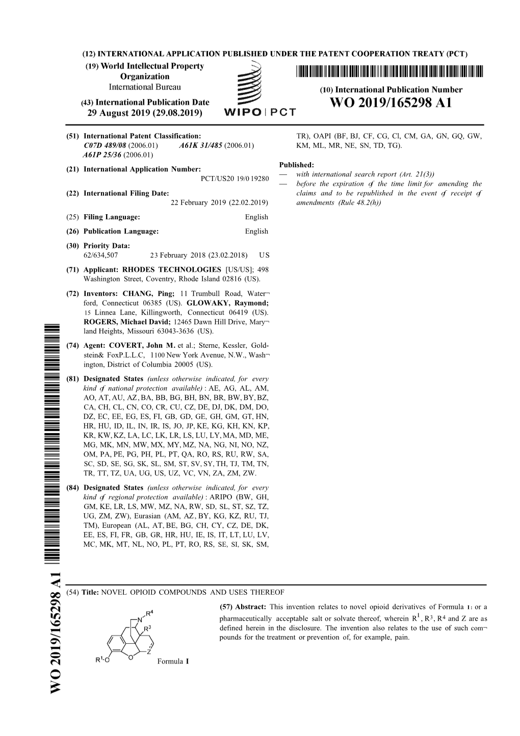 BF, BJ, CF, CG, Cl, CM, GA, GN, GQ, GW, C07D 489/08 (2006.01) A61K 31/485 (2006.01) KM, ML, MR, NE, SN, TD, TG