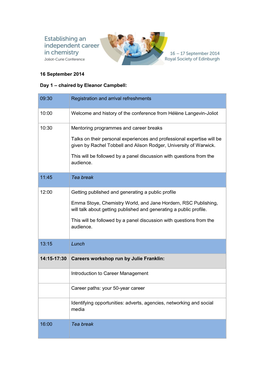 Joliot-Curie Conference Programme