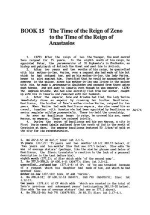 BOOK 15 the Time of the Reign of Zeno to the Time of the Reign of Anastasios