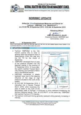 Preparedness Measures and Effects for Typhoon “OMPONG” (I.N