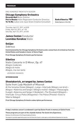 James Conlon Conductor Leonidas Kavakos Violin Golijov Sidereus