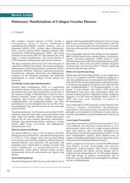 Pulmonary Manifestations of Collagen Vascular Diseases