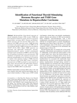 Identification of Functional Thyroid Stimulating Hormone Receptor And