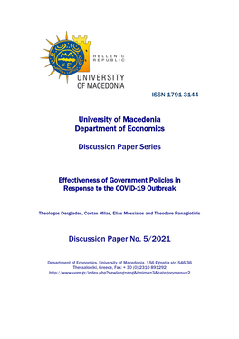 Effectiveness of Government Policies in Response to the COVID-19 Outbreak