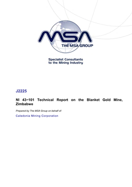 NI 43−101 Technical Report on the Blanket Gold Mine, Zimbabwe