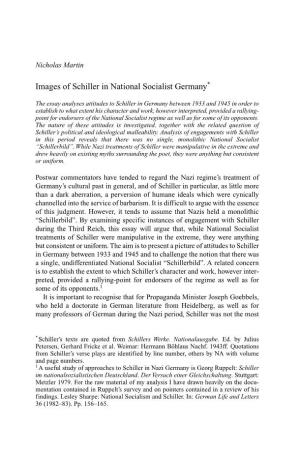 Images of Schiller in National Socialist Germany*