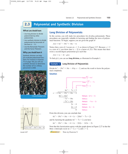 Polynomial and Synthetic Division 153
