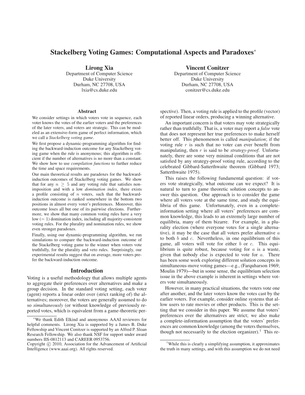 Stackelberg Voting Games: Computational Aspects and Paradoxes∗