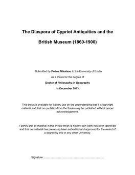 The Diaspora of Cypriot Antiquities and The