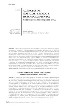 AGÊNCIAS DE NOTÍCIAS, ESTADO E DESENVOLVIMENTO: Modelos Adotados Nos Países BRICS