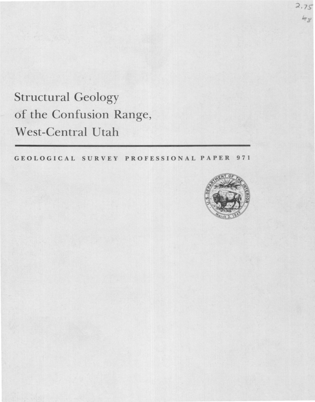 Structural Geology of the Confusion Range, West-Central Utah