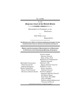 Brief for Government Respondents in Response to Petition for Certiorari Before Judgment