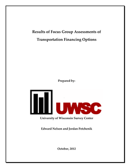 Focus Group Assessments of Transportation Financing Options