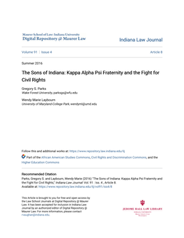 Kappa Alpha Psi Fraternity and the Fight for Civil Rights