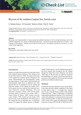 Bryozoa of the Southern Caspian Sea, Iranian Coast