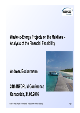 Waste-To-Energy Projects on the Maldives – Analysis of the Financial Feasibility