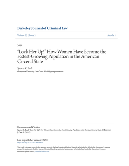 How Women Have Become the Fastest-Growing Population in the American Carceral State Spencer K