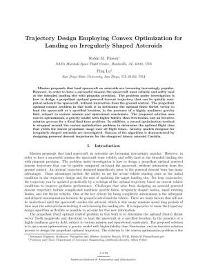 Trajectory Design Employing Convex Optimization for Landing on Irregularly Shaped Asteroids