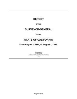 Report of the Surveyor General 1884–1886